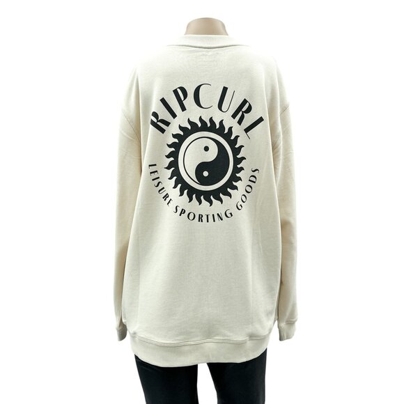 Ripcurl Run Swim Leisure Fleece Sweatshirt Long Sleeve Oversized Off White S NWT - Picture 5 of 16